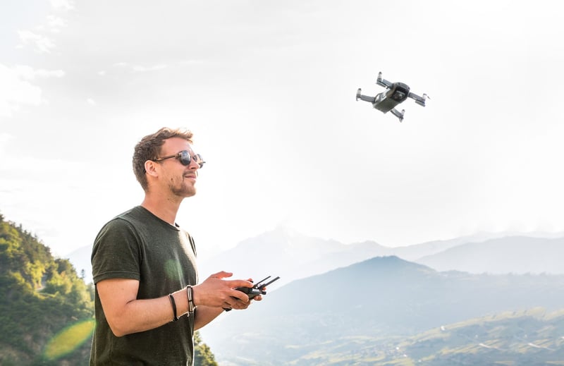 Drone Flying over Landscape